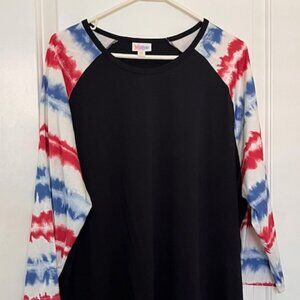 LuLaRoe Randy long sleeve top Contrasting raglan sleeves Solid body